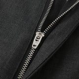 THEO Pleated Trousers in Charcoal Marl Grey Wool (Machine Washable)
