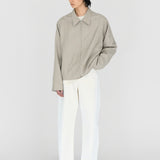 RON Zip Jacket in Soft Marl Beige Ultra-Fine Wool (Machine Washable)