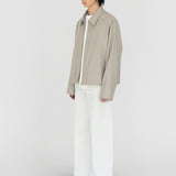 RON Zip Jacket in Soft Marl Beige Ultra-Fine Wool (Machine Washable)