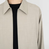 RON Zip Jacket in Soft Marl Beige Ultra-Fine Wool (Machine Washable)