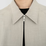 RON Zip Jacket in Soft Marl Beige Ultra-Fine Wool (Machine Washable)