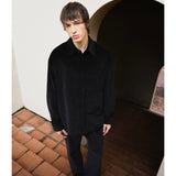 DAVID L/S Shirt in Piano Black Cotton Corduroy