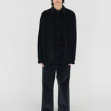 DAVID L/S Shirt in Piano Black Cotton Corduroy