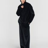 DAVID L/S Shirt in Piano Black Cotton Corduroy