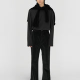 LEON Double Pleated Trouser in Piano Black Cotton Corduroy