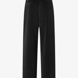LEON Double Pleated Trouser in Piano Black Cotton Corduroy