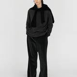 LEON Double Pleated Trouser in Piano Black Cotton Corduroy
