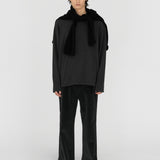 LEON Double Pleated Trouser in Piano Black Cotton Corduroy