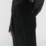LEON Double Pleated Trouser in Piano Black Cotton Corduroy