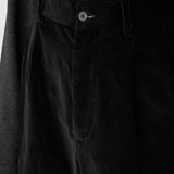 LEON Double Pleated Trouser in Piano Black Cotton Corduroy