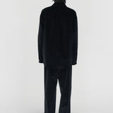 LEON Double Pleated Trouser in Piano Black Cotton Corduroy