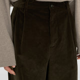 LEON Double Pleated Trouser in Coffee Cotton Corduroy