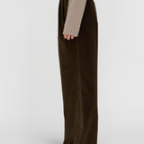 LEON Double Pleated Trouser in Coffee Cotton Corduroy