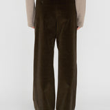 LEON Double Pleated Trouser in Coffee Cotton Corduroy