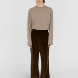 LEON Double Pleated Trouser in Coffee Cotton Corduroy