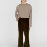 LEON Double Pleated Trouser in Coffee Cotton Corduroy