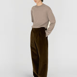 LEON Double Pleated Trouser in Coffee Cotton Corduroy