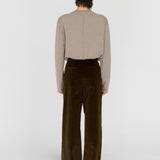 LEON Double Pleated Trouser in Coffee Cotton Corduroy