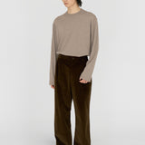 LEON Double Pleated Trouser in Coffee Cotton Corduroy