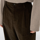 LEON Double Pleated Trouser in Coffee Cotton Corduroy