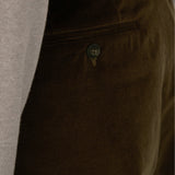 LEON Double Pleated Trouser in Coffee Cotton Corduroy