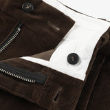 LEON Double Pleated Trouser in Coffee Cotton Corduroy
