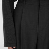THEO Pleated Trousers in Charcoal Marl Grey Wool (Machine Washable)