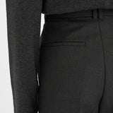 THEO Pleated Trousers in Charcoal Marl Grey Wool (Machine Washable)