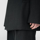 PHIL Tailored Oversized Blazer in Charcoal Marl Grey Wool