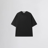 DRAPE KNIT TEE in black charcoal marl