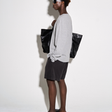 RIBBED L/S HENLEY in grey marl