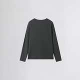 RIBBED L/S HENLEY in dark slate grey