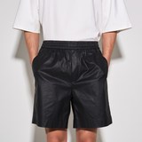 EASE SHORTS in black leather textured supima cotton (pre-order)