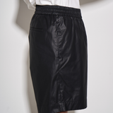 EASE SHORTS in black leather textured supima cotton (pre-order)