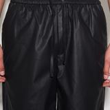 EASE SHORTS in black leather textured supima cotton (pre-order)
