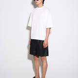 EASE SHORTS in black leather textured supima cotton (pre-order)