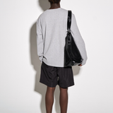 RIBBED L/S HENLEY in grey marl