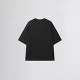 DRAPE KNIT TEE in black charcoal marl