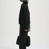 MILES High Neck Cropped Zip Sweater in Black Melange