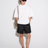 EASE SHORTS in black leather textured supima cotton (pre-order)