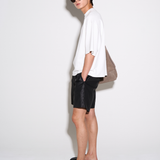 EASE SHORTS in black leather textured supima cotton (pre-order)