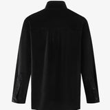 DAVID L/S Shirt in Piano Black Cotton Corduroy