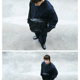 EDGAR Magnetic Closure Crop Denim Jacket in Dark Indigo Turkish Denim