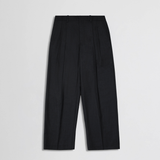 WIDE DOUBLE PLEATED TROUSERS in charcoal melange