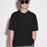 DRAPE KNIT TEE in black charcoal marl