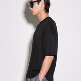 DRAPE KNIT TEE in black charcoal marl