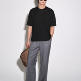 DRAPE KNIT TEE in black charcoal marl