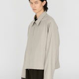 RON Zip Jacket in Soft Marl Beige Ultra-Fine Wool (Machine Washable)