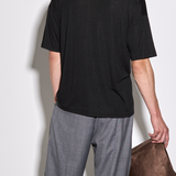 DRAPE KNIT TEE in black charcoal marl