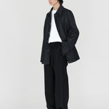 (PRE-ORDER) LIAM Lambskin Leather Collar Field Jacket in Black Japanese Raw Denim
